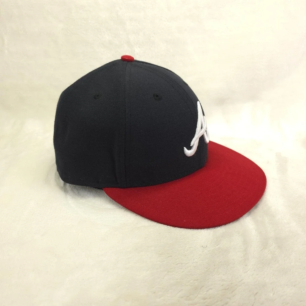 Atlanta Braves Hat Players On‎ Field Cap Fitted Mens 7 1/2 Blue Red MLB Baseball